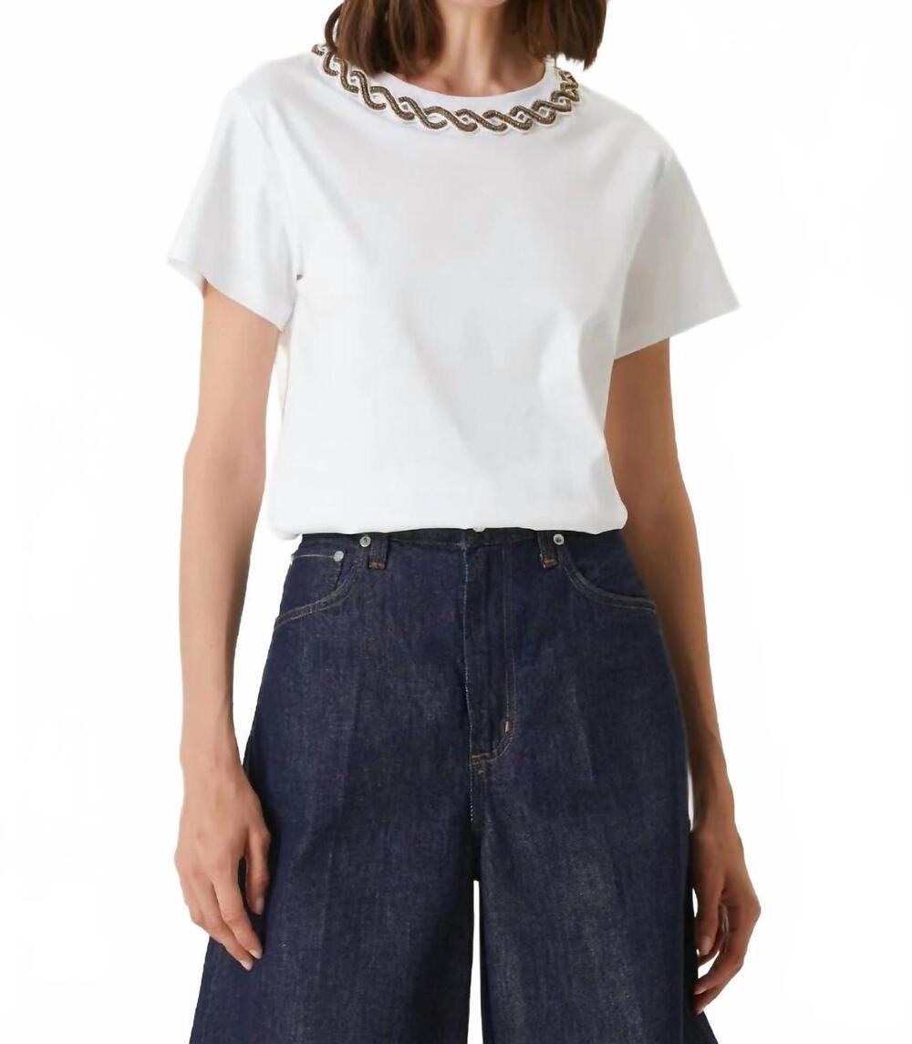 NEW VALENTINO GARAVANI embroidery detailed t-shirt in white